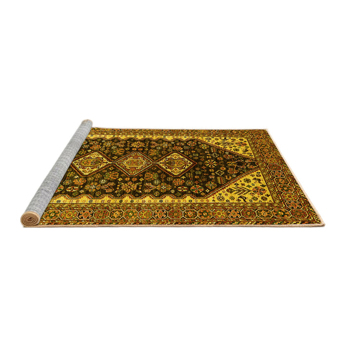 Sideview of Machine Washable Oriental Yellow Industrial Rug, wshurb2119yw