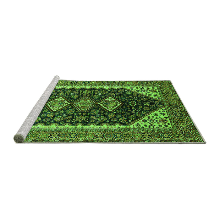 Sideview of Machine Washable Oriental Green Industrial Area Rugs, wshurb2119grn