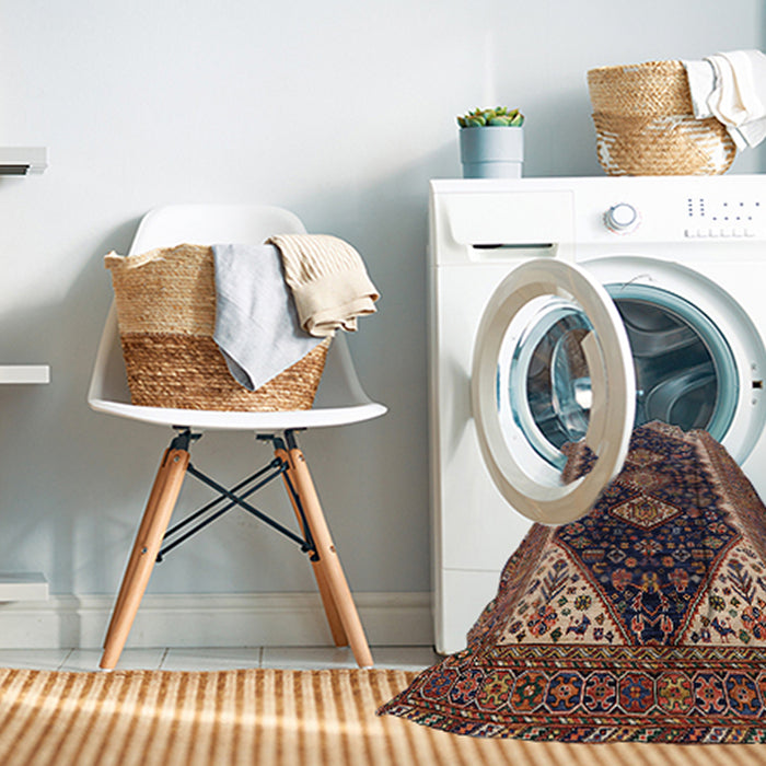 Machine Washable Industrial Modern Camel Brown Rug in a Washing Machine, wshurb2119