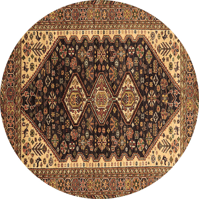 Round Oriental Brown Industrial Rug, urb2119brn