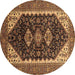 Round Oriental Brown Industrial Rug, urb2119brn