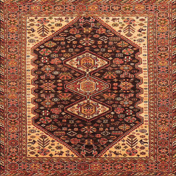 Square Machine Washable Oriental Orange Industrial Area Rugs, wshurb2119org