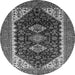 Round Oriental Gray Industrial Rug, urb2119gry