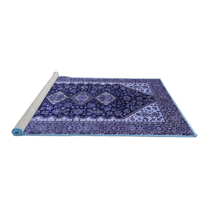 Sideview of Machine Washable Oriental Blue Industrial Rug, wshurb2119blu
