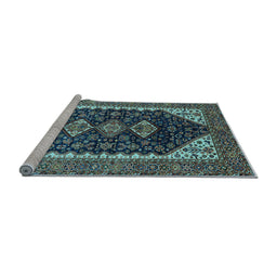 Sideview of Machine Washable Oriental Light Blue Industrial Rug, wshurb2119lblu
