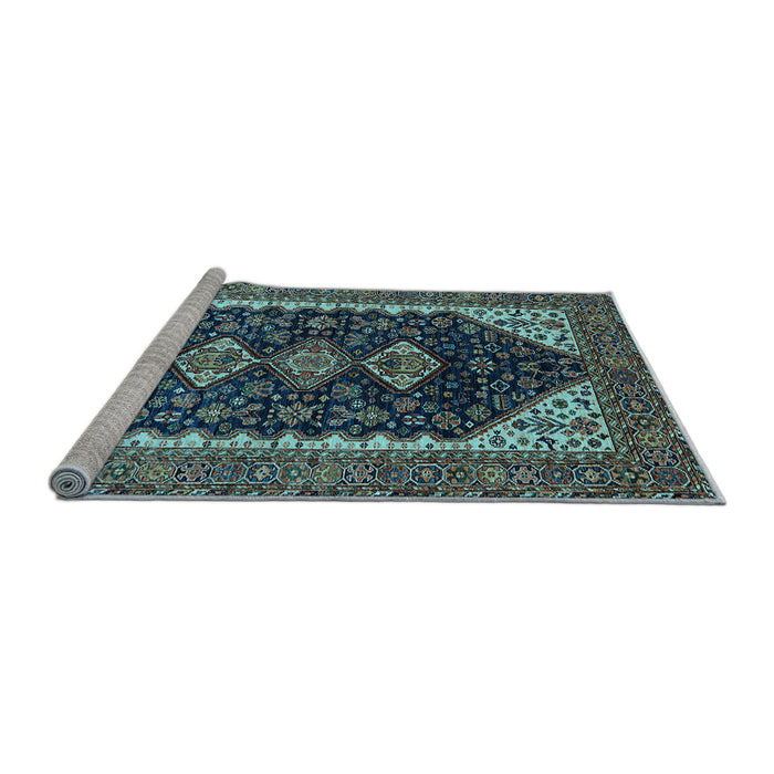 Sideview of Machine Washable Oriental Light Blue Industrial Rug, wshurb2119lblu