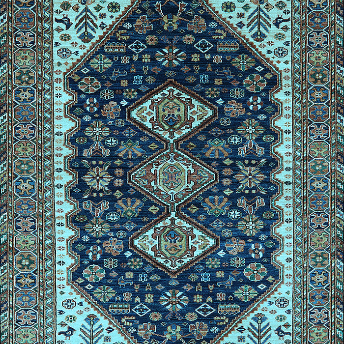 Machine Washable Oriental Light Blue Industrial Rug, wshurb2119lblu
