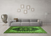 Machine Washable Oriental Green Industrial Area Rugs in a Living Room,, wshurb2119grn