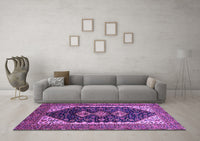 Machine Washable Oriental Purple Industrial Rug, wshurb2119pur