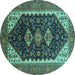 Round Oriental Turquoise Industrial Rug, urb2119turq