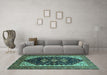 Machine Washable Oriental Turquoise Industrial Area Rugs in a Living Room,, wshurb2119turq