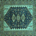 Square Oriental Turquoise Industrial Rug, urb2119turq