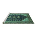 Sideview of Machine Washable Oriental Turquoise Industrial Area Rugs, wshurb2119turq