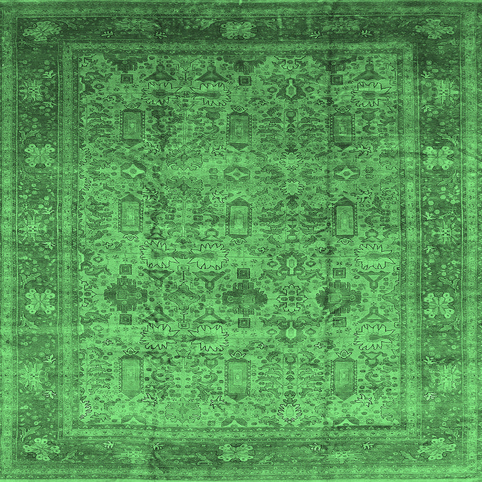 Square Oriental Emerald Green Industrial Rug, urb2120emgrn