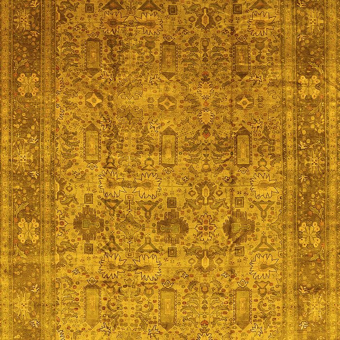 Machine Washable Oriental Yellow Industrial Rug, wshurb2120yw