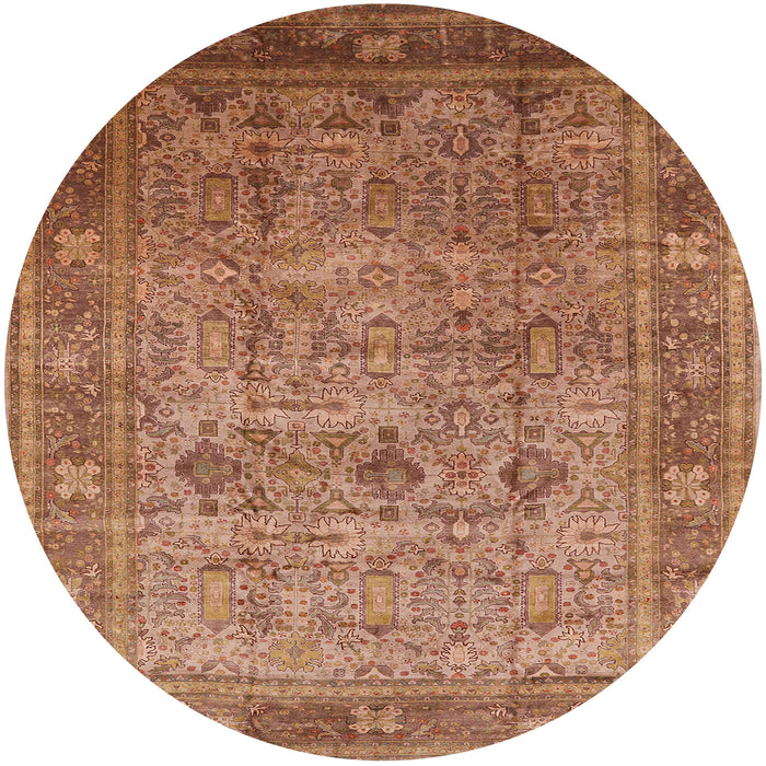 Round Machine Washable Industrial Modern Mahogany Brown Rug, wshurb2120