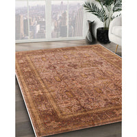 Mid-Century Modern Mahogany Brown Oriental Rug, urb2120