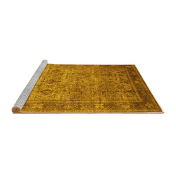 Sideview of Machine Washable Oriental Yellow Industrial Rug, wshurb2120yw