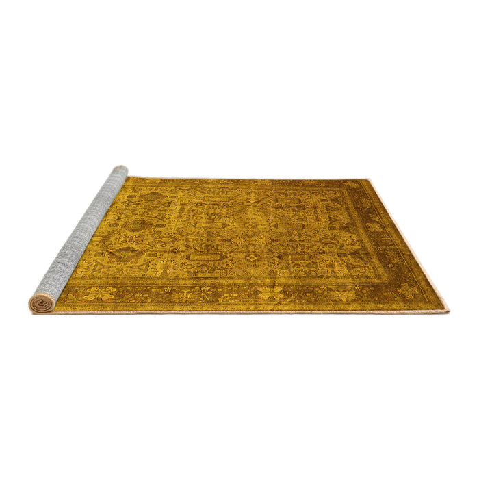 Sideview of Machine Washable Oriental Yellow Industrial Rug, wshurb2120yw