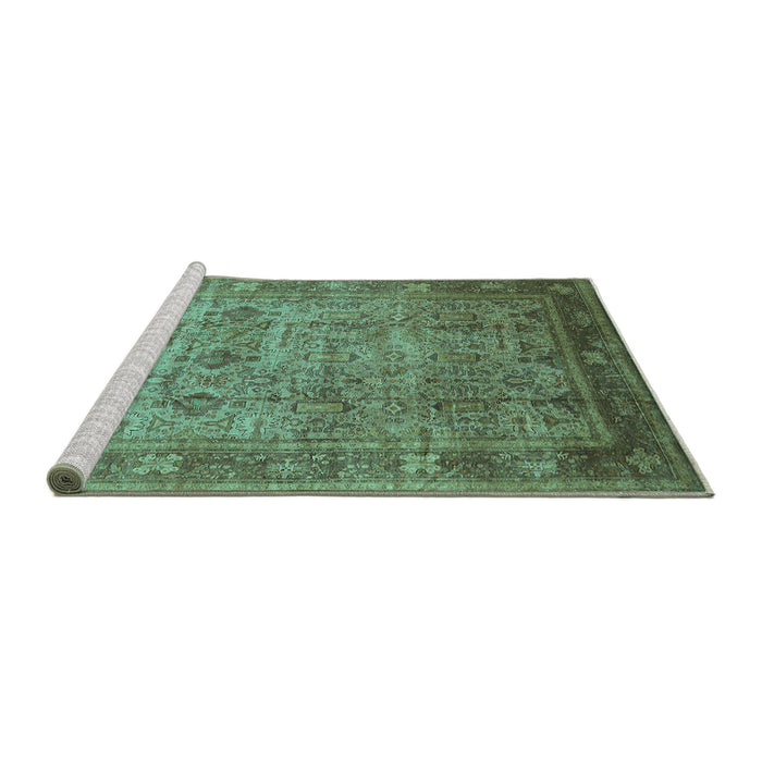 Sideview of Machine Washable Oriental Turquoise Industrial Area Rugs, wshurb2120turq