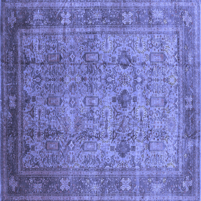 Square Machine Washable Oriental Blue Industrial Rug, wshurb2120blu