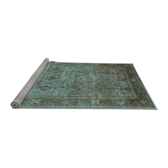Sideview of Machine Washable Oriental Light Blue Industrial Rug, wshurb2120lblu