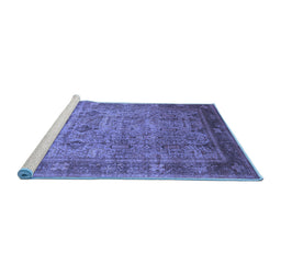 Sideview of Machine Washable Oriental Blue Industrial Rug, wshurb2120blu