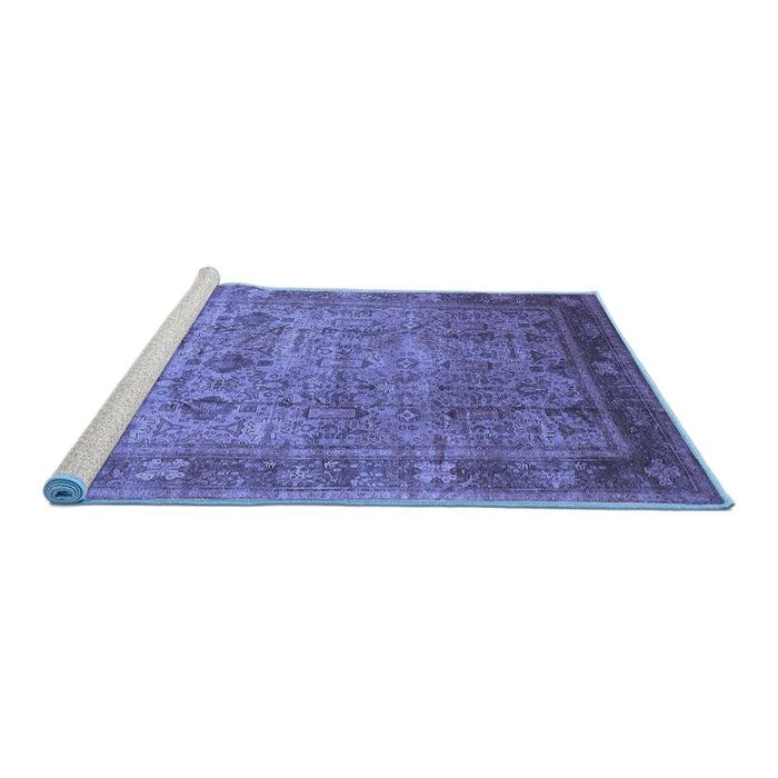 Sideview of Machine Washable Oriental Blue Industrial Rug, wshurb2120blu