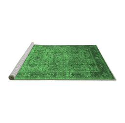 Sideview of Machine Washable Oriental Emerald Green Industrial Area Rugs, wshurb2120emgrn