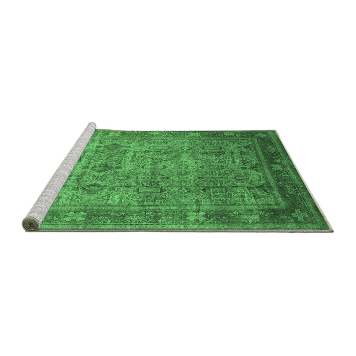 Sideview of Machine Washable Oriental Emerald Green Industrial Area Rugs, wshurb2120emgrn