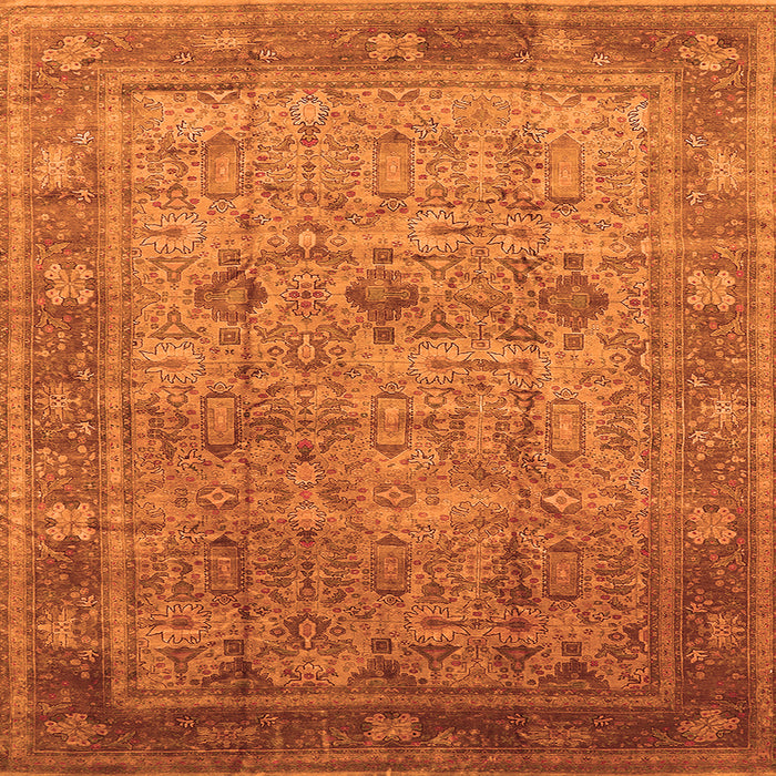 Square Machine Washable Oriental Orange Industrial Area Rugs, wshurb2120org