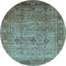 Round Oriental Light Blue Industrial Rug, urb2120lblu