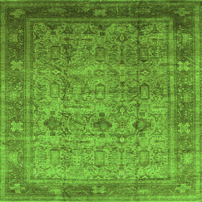 Square Machine Washable Oriental Green Industrial Area Rugs, wshurb2120grn