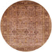 Round Mid-Century Modern Mahogany Brown Oriental Rug, urb2120