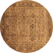 Round Oriental Brown Industrial Rug, urb2120brn