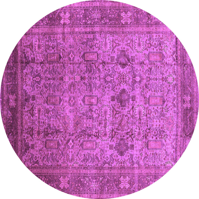 Round Oriental Purple Industrial Rug, urb2120pur