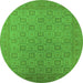 Round Oriental Green Industrial Rug, urb2121grn