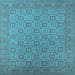 Square Machine Washable Oriental Light Blue Industrial Rug, wshurb2121lblu