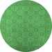 Round Oriental Emerald Green Industrial Rug, urb2121emgrn