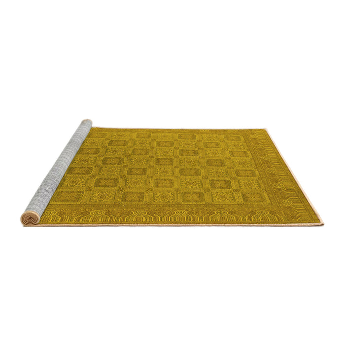 Sideview of Machine Washable Oriental Yellow Industrial Rug, wshurb2121yw