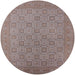 Round Mid-Century Modern Mauve Taupe Purple Oriental Rug, urb2121