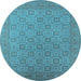 Round Oriental Light Blue Industrial Rug, urb2121lblu