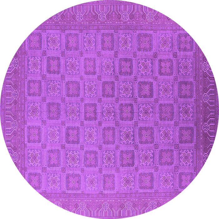 Round Machine Washable Oriental Purple Industrial Area Rugs, wshurb2121pur