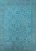 Machine Washable Oriental Light Blue Industrial Rug, wshurb2121lblu