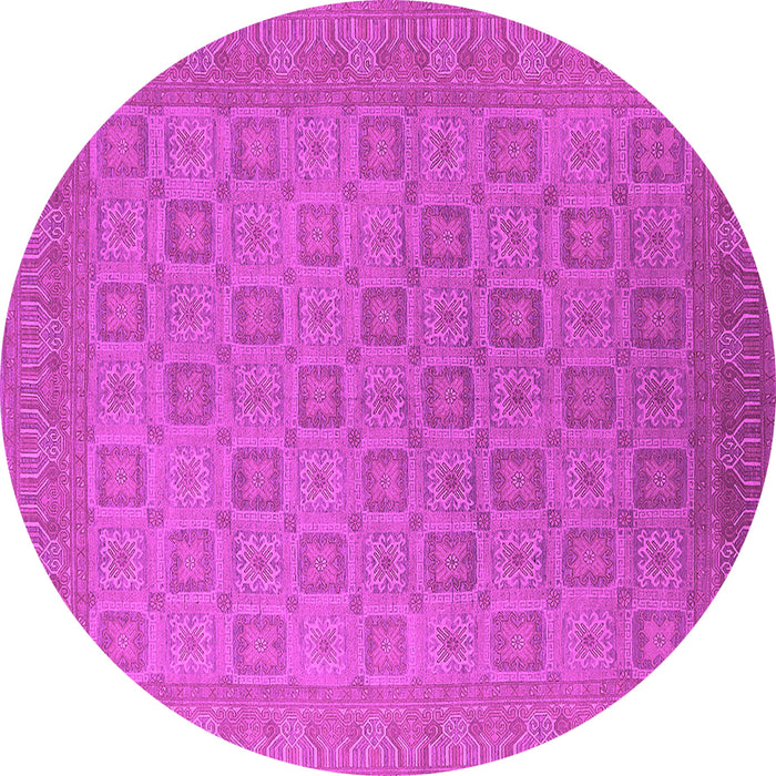 Round Machine Washable Oriental Pink Industrial Rug, wshurb2121pnk