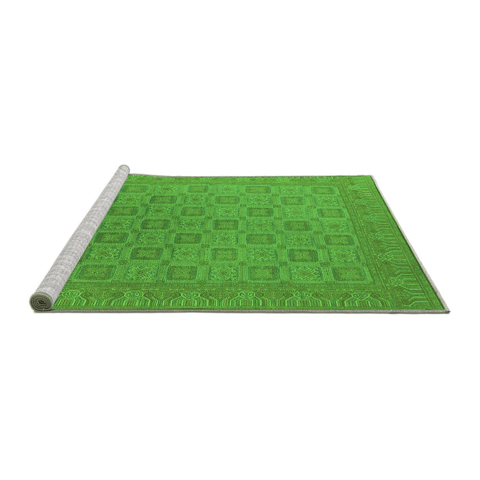 Sideview of Machine Washable Oriental Green Industrial Area Rugs, wshurb2121grn