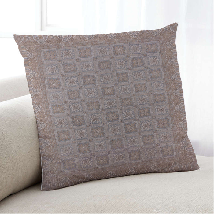 Lifestyle Image of Mid-Century Modern Urban Square Mauve Taupe Purple Throw Pillow, 18 inch by 18 inch, pwurb2121