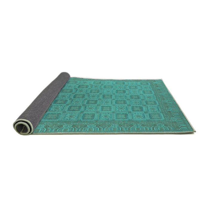Sideview of Oriental Turquoise Industrial Rug, urb2121turq