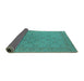 Sideview of Oriental Turquoise Industrial Rug, urb2121turq