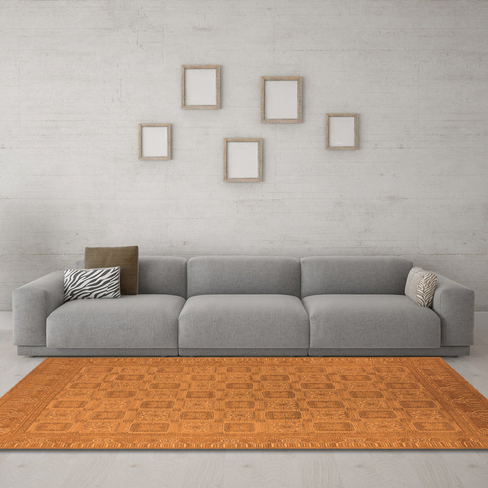 Machine Washable Oriental Orange Industrial Area Rugs in a Living Room, wshurb2121org